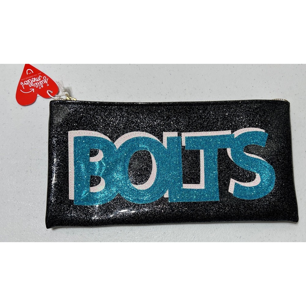 Julie Mollo Zippered Glitter‎ BOLTS Clutch Vinyl Storage Stuff Bag 11"x5.5"
